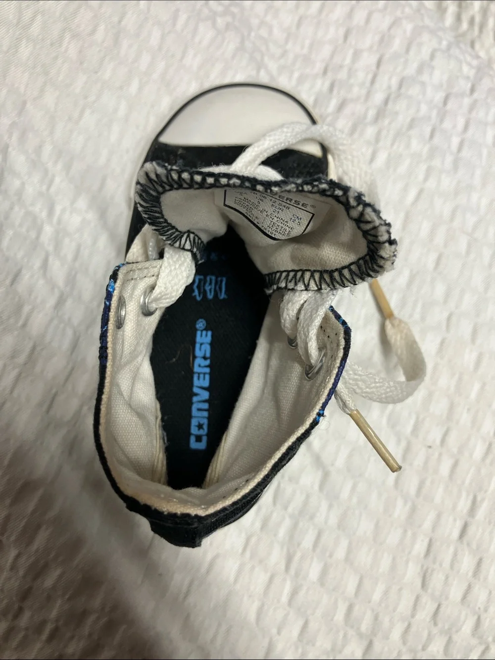 Converse Kids Black High-Top Sneakers with Blue Graphic